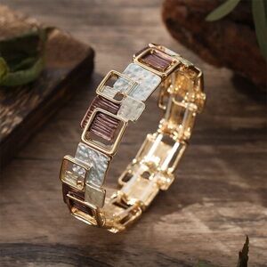 Chic Gold and Purple Geometric Bracelet